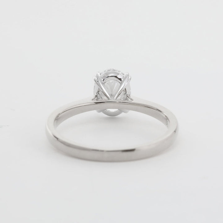 18K White Gold 1 Carat Oval Diamond Ring with Tapered Band and Cathedral Setting - FIORESE JEWELRY