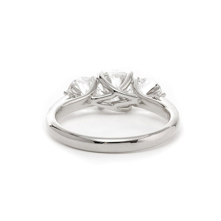 18K White Gold 1ct Old European Cut Lab Diamond Three Stone Ring - FIORESE JEWELRY