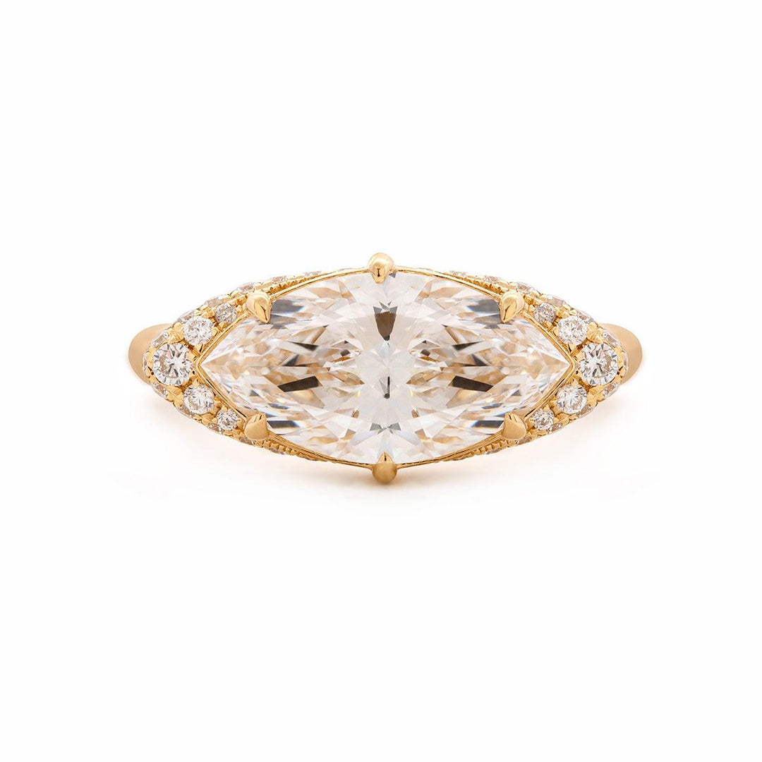 18K White Gold 2.5ct Marquise Cut Lab Diamond Halo Ring - FIORESE JEWELRY