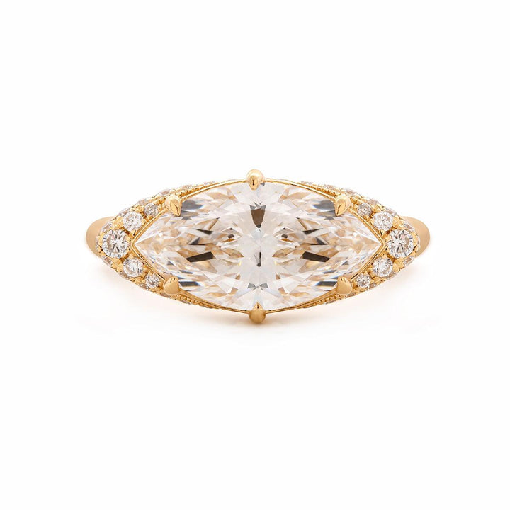 18K White Gold 2.5ct Marquise Cut Lab Diamond Halo Ring - FIORESE JEWELRY