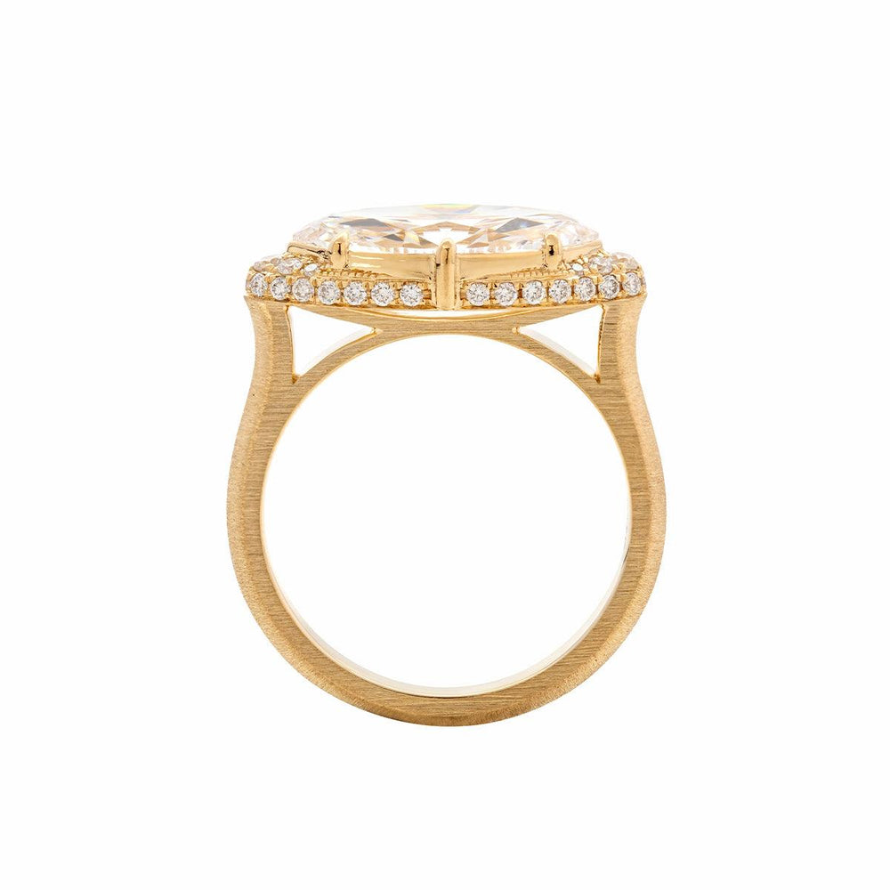 18K White Gold 2.5ct Marquise Cut Lab Diamond Halo Ring - FIORESE JEWELRY