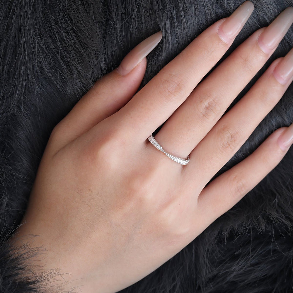 18K White Gold Round Cut Lab Diamond Wedding Ring Enhancer - FIORESE JEWELRY