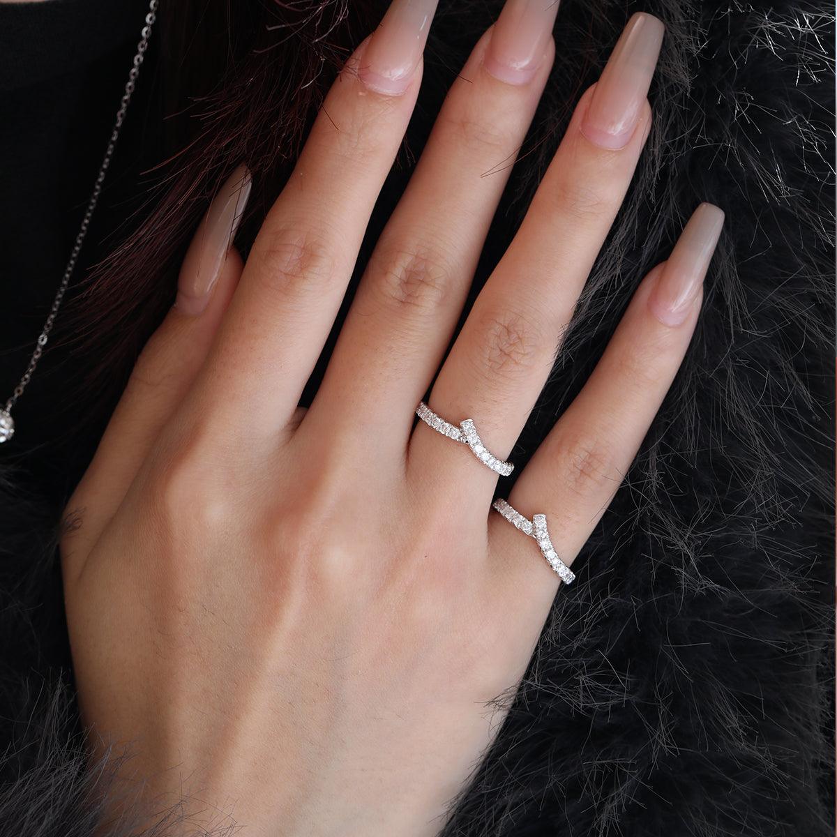 18K White Gold Round Cut Lab Diamond Wedding Ring Enhancer - FIORESE JEWELRY