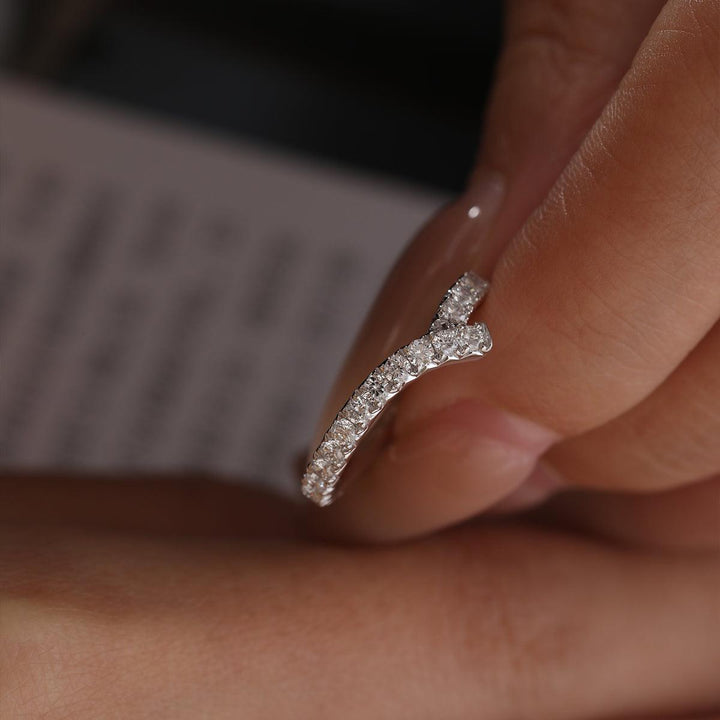 18K White Gold Round Cut Lab Diamond Wedding Ring Enhancer - FIORESE JEWELRY