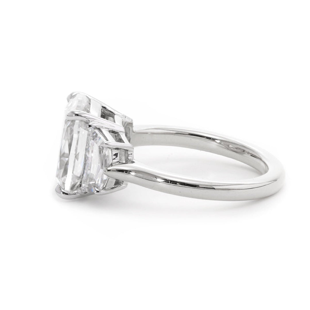 18K White Gold &amp; Yellow Gold 4.5ct Old Mine Cut &amp; Step cut Eldorado Lab Diamond Three Stone Ring - FIORESE JEWELRY