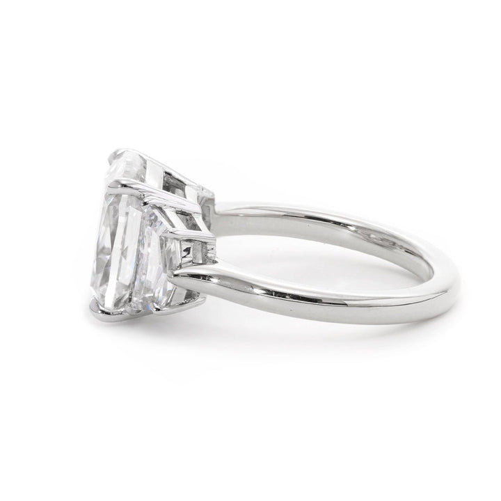 18K White Gold &amp; Yellow Gold 4.5ct Old Mine Cut &amp; Step cut Eldorado Lab Diamond Three Stone Ring - FIORESE JEWELRY