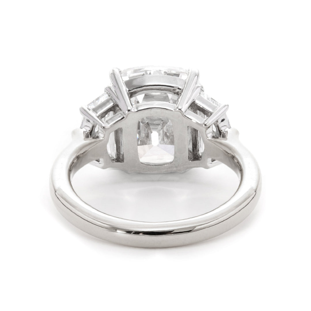 18K White Gold &amp; Yellow Gold 4.5ct Old Mine Cut &amp; Step cut Eldorado Lab Diamond Three Stone Ring - FIORESE JEWELRY
