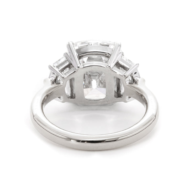 18K White Gold &amp; Yellow Gold 4.5ct Old Mine Cut &amp; Step cut Eldorado Lab Diamond Three Stone Ring - FIORESE JEWELRY