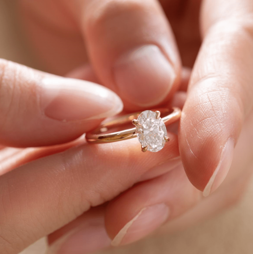 18K Yellow Gold 1.5ct Oval Cut Lab Diamond 4 Claw Prongs Solitaire Ring - FIORESE JEWELRY