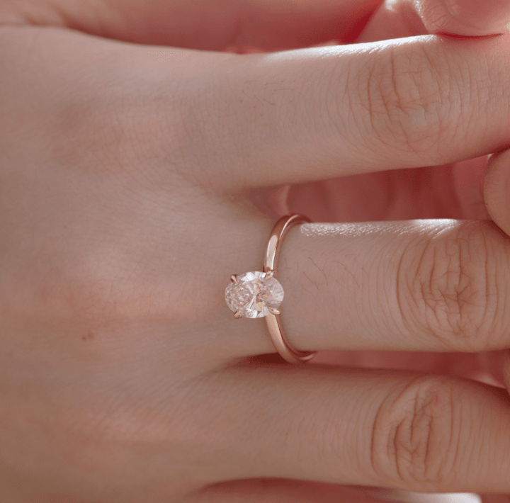 18K Yellow Gold 1.5ct Oval Cut Lab Diamond 4 Claw Prongs Solitaire Ring - FIORESE JEWELRY