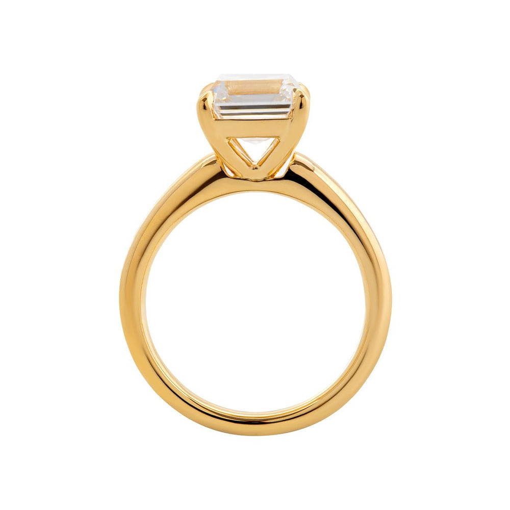 18k Yellow Gold 3ct Asscher Cut Lab Diamond 4 Claw Prong Basket Setting Ring - FIORESE JEWELRY