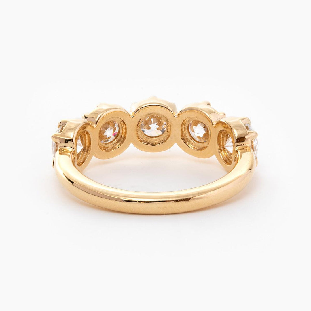 18K Yellow Gold 5 Stone Round Brilliant Cut Diamond Statement Ring - FIORESE JEWELRY