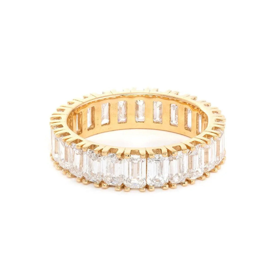 18K Yellow Gold Emerald Cut Lab Diamond Eternity Ring - FIORESE JEWELRY