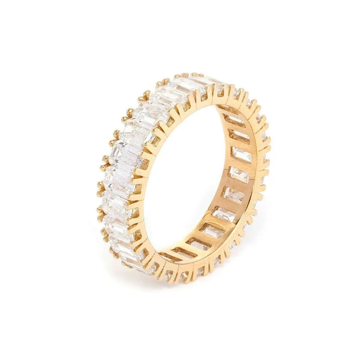 18K Yellow Gold Emerald Cut Lab Diamond Eternity Ring - FIORESE JEWELRY