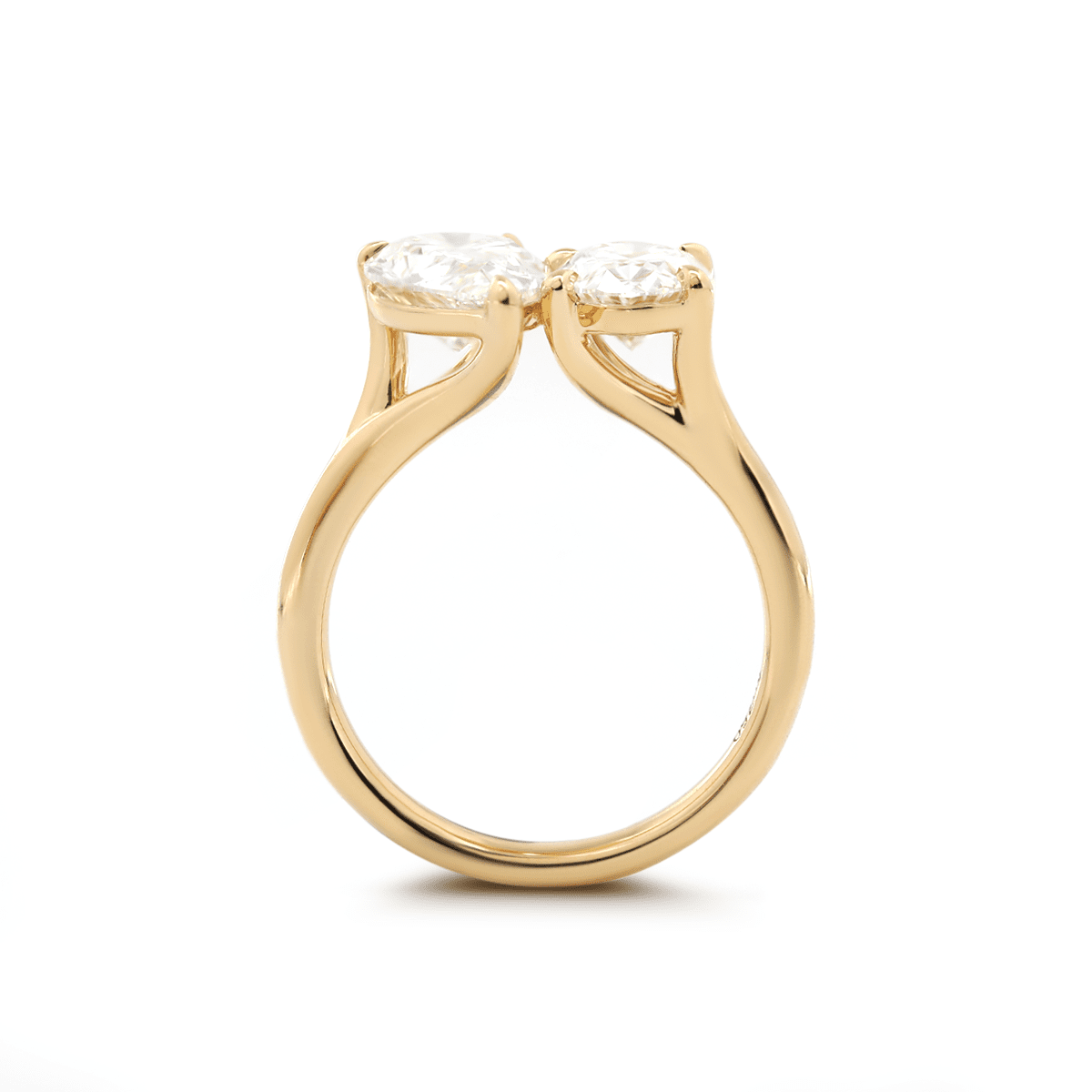 18K Yellow Gold Oval and Pear Lab Diamond Toi et Moi Ring