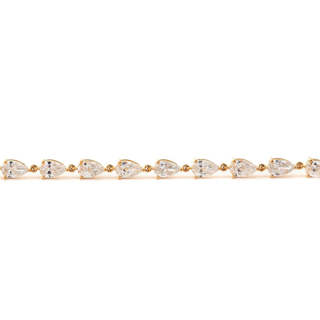 18K Yellow Gold Pear Lab Diamond 9 Stone Chain Bracelet - FIORESE JEWELRY