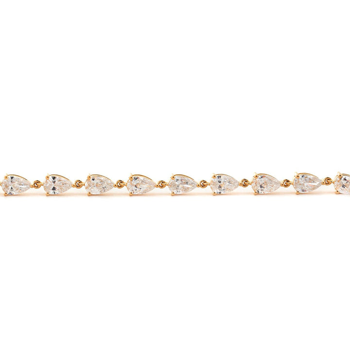 18K Yellow Gold Pear Lab Diamond 9 Stone Chain Bracelet - FIORESE JEWELRY