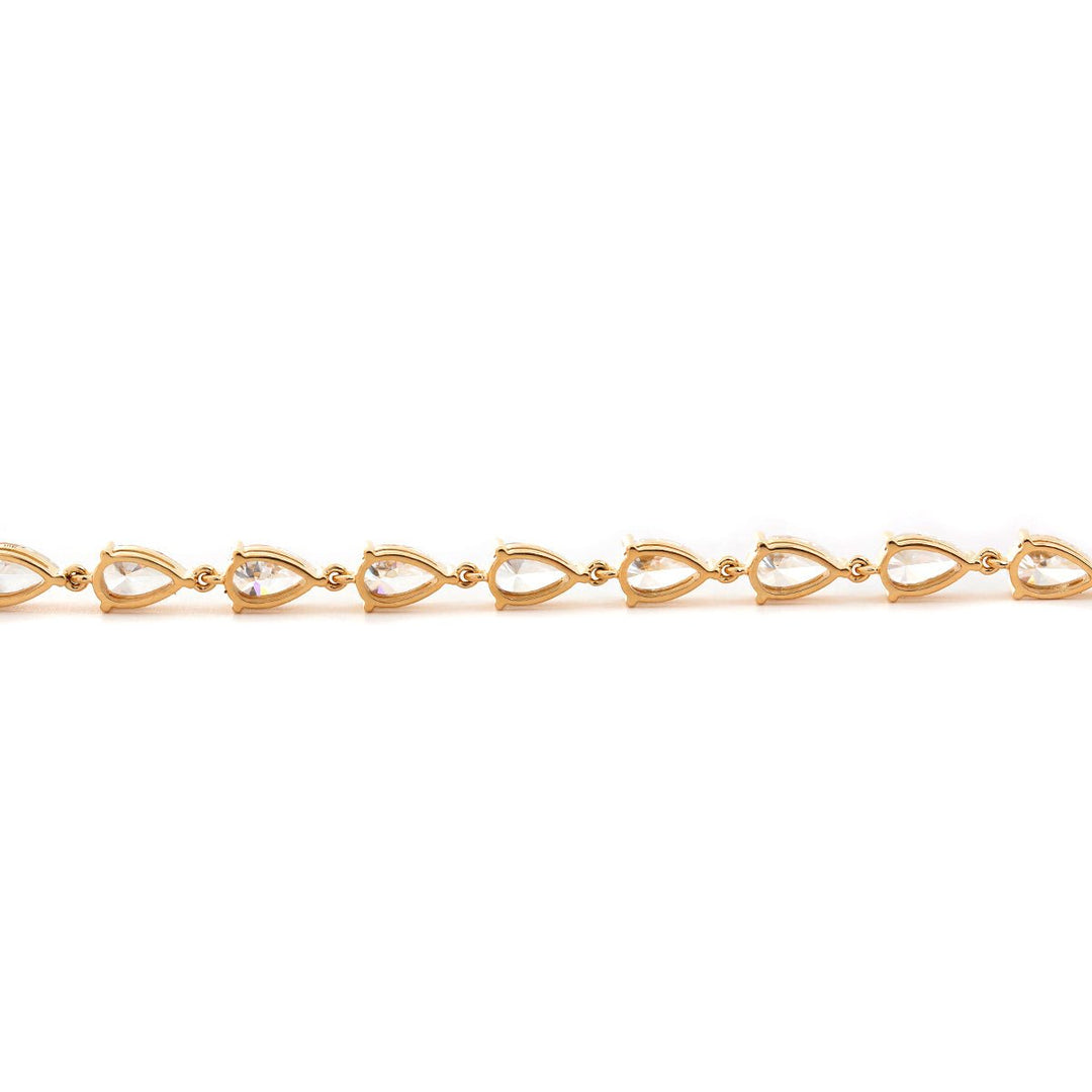 18K Yellow Gold Pear Lab Diamond 9 Stone Chain Bracelet - FIORESE JEWELRY