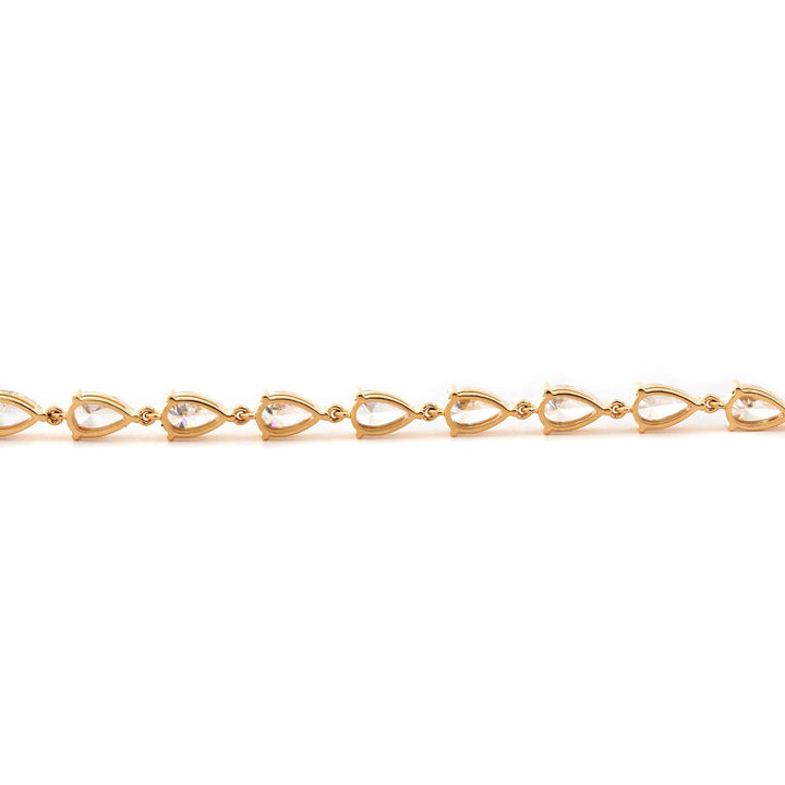 18K Yellow Gold Pear Lab Diamond 9 Stone Chain Bracelet - FIORESE JEWELRY