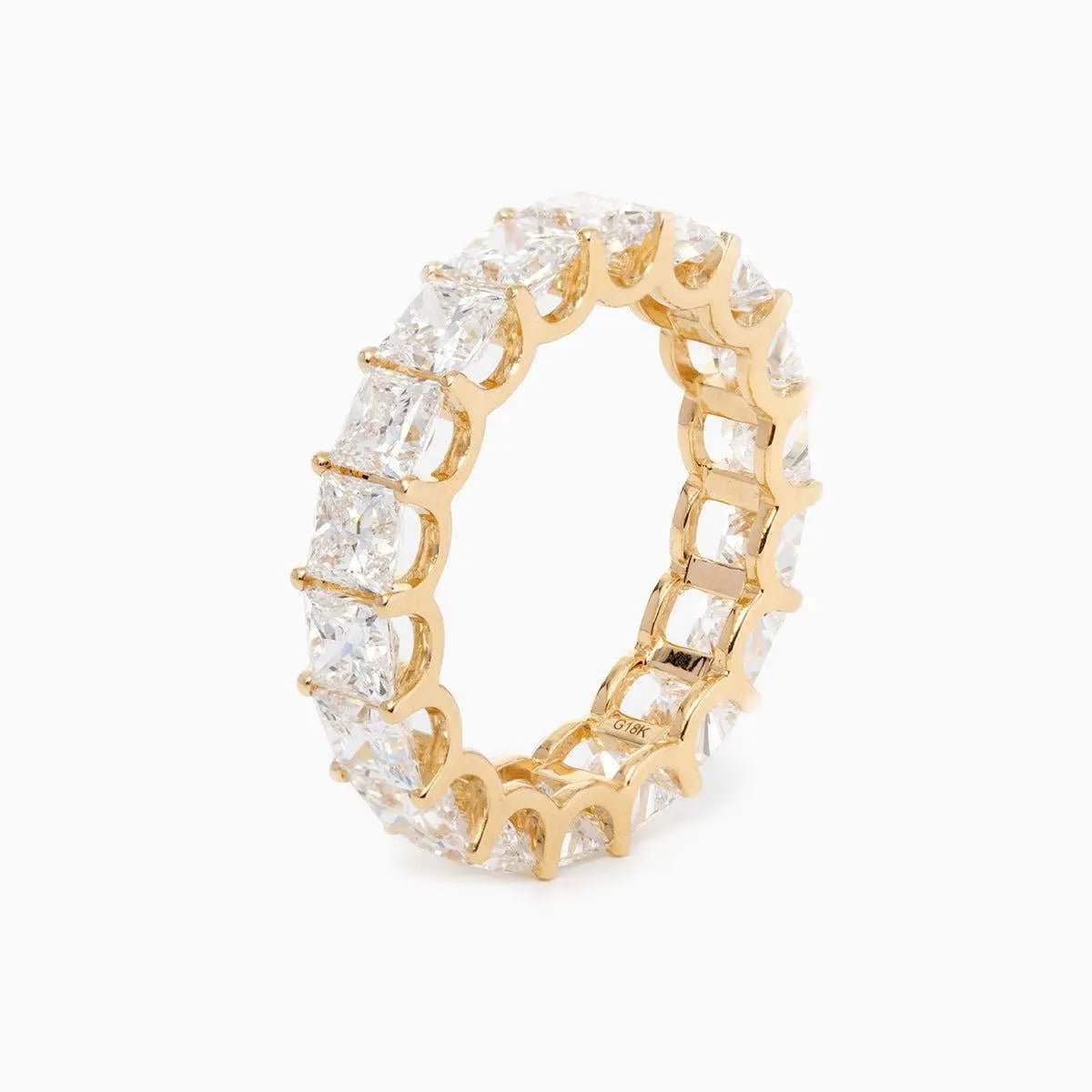 18K Yellow Gold Princess Cut Lab Diamond Eternity Band