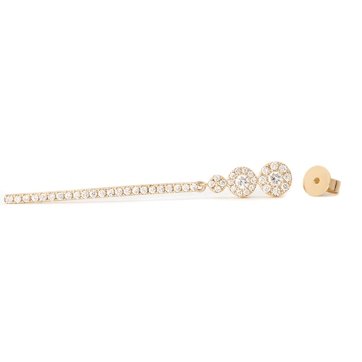 18K Yellow Gold Round Cut Diamond Pave Drop Earrings