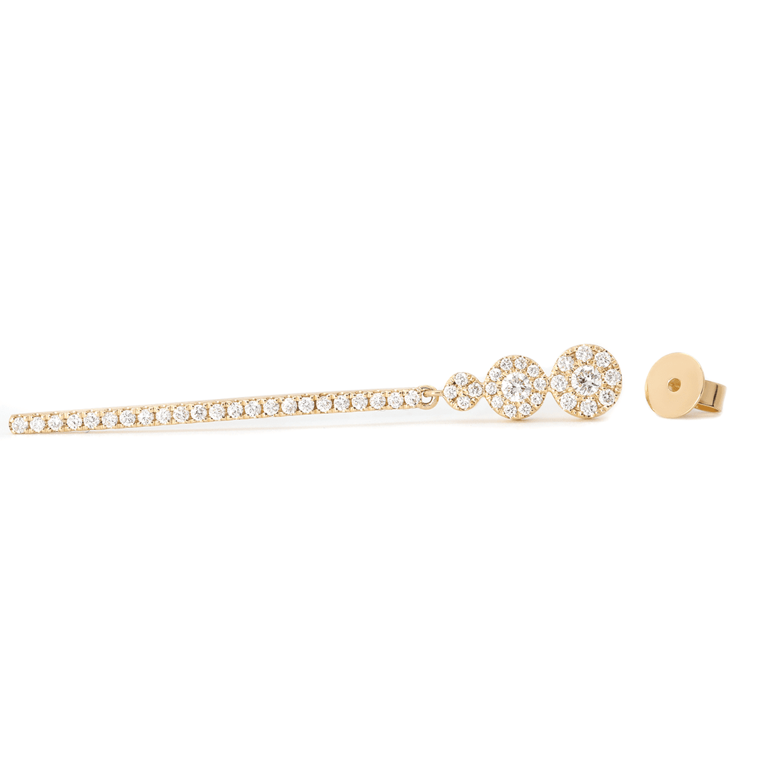 18K Yellow Gold Round Cut Diamond Pave Drop Earrings - FIORESE JEWELRY
