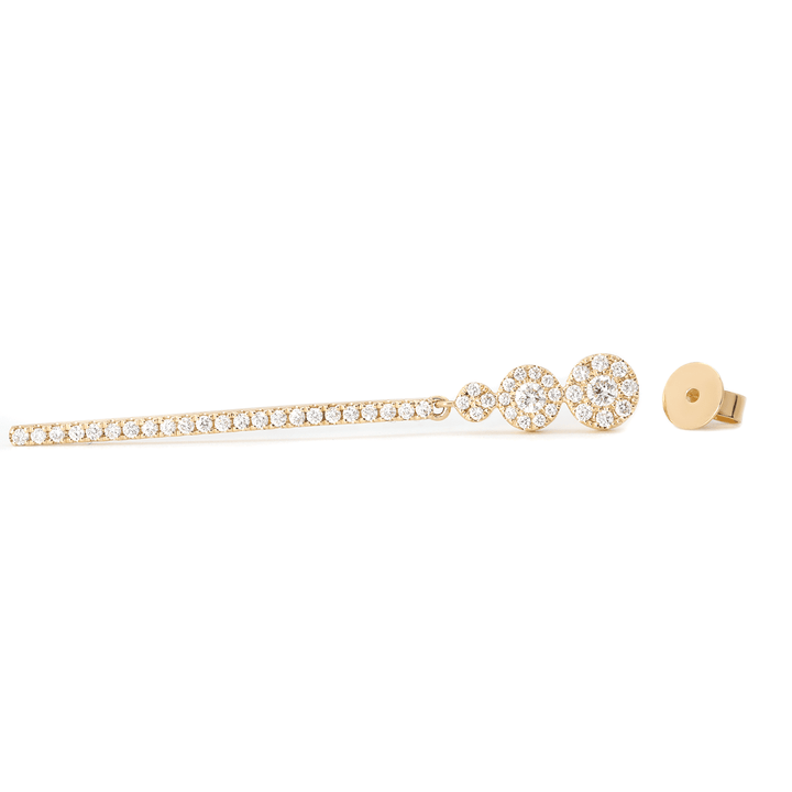 18K Yellow Gold Round Cut Diamond Pave Drop Earrings - FIORESE JEWELRY