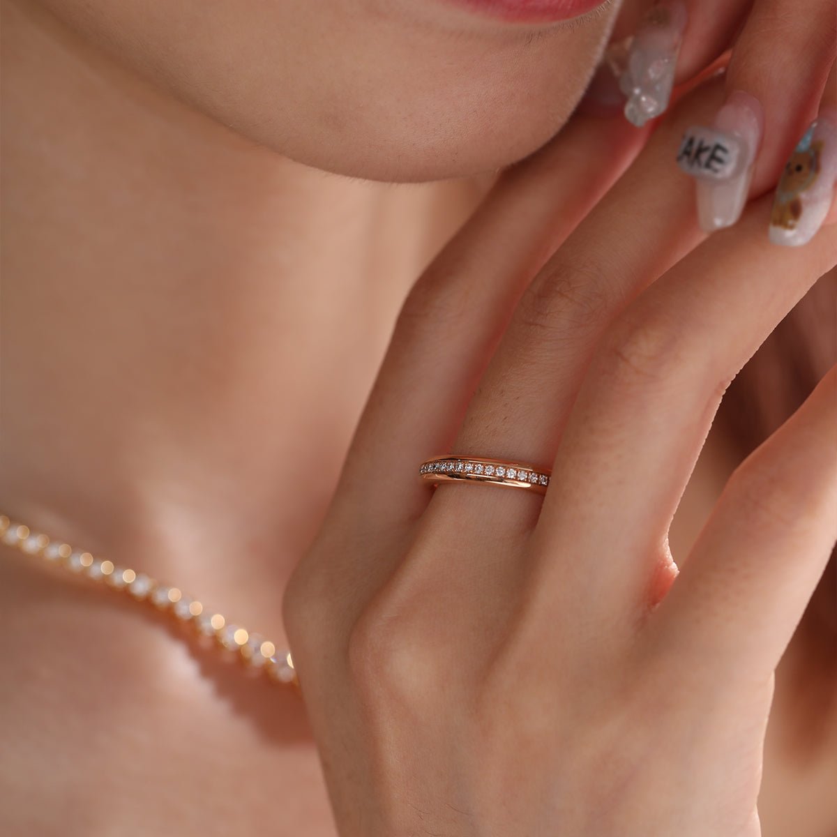 18K Yellow Gold Round Cut Lab Diamond Eternity Ring - FIORESE JEWELRY