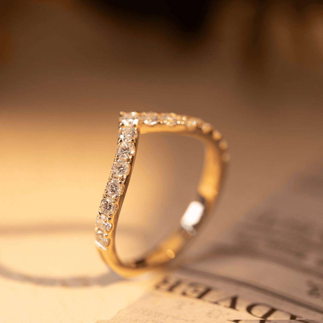 18K Yellow Gold Round Cut Lab Diamond Wedding Ring Enhancer - FIORESE JEWELRY