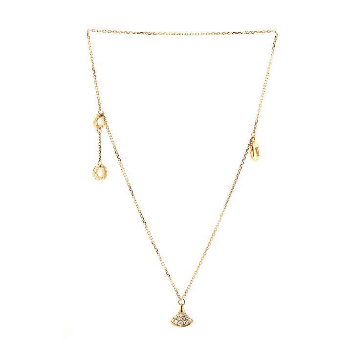 18K Yollow Gold Round Lab Diamond Skirt Pendant Necklace - FIORESE JEWELRY