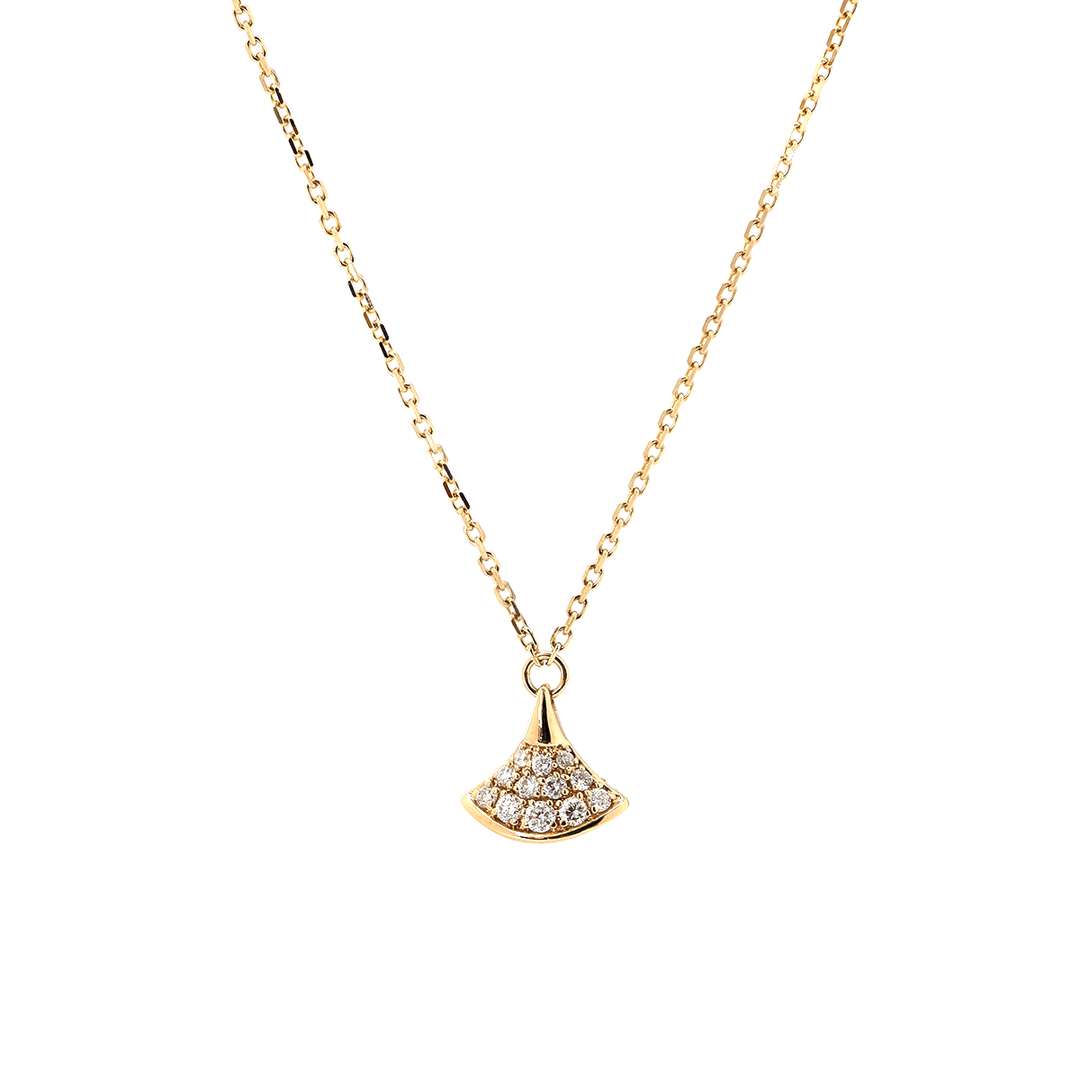 18K Yollow Gold Round Lab Diamond Skirt Pendant Necklace - FIORESE JEWELRY