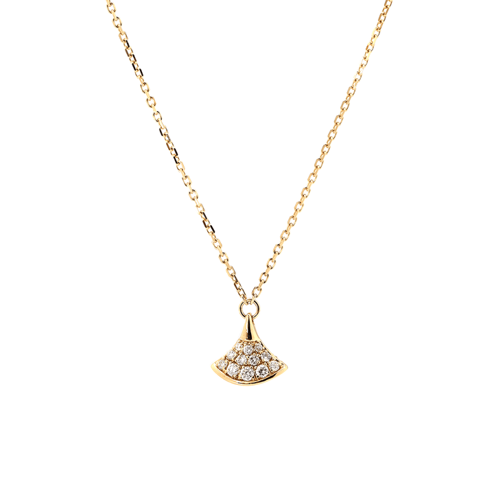 18K Yollow Gold Round Lab Diamond Skirt Pendant Necklace - FIORESE JEWELRY