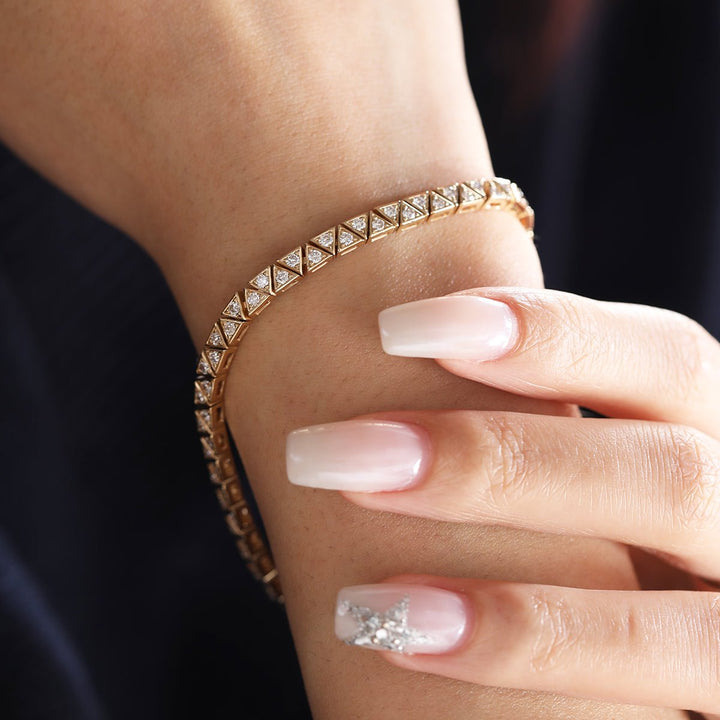 1.8mm Round Lab Diamond Three - Prong Triangle - Set Tennis Bracelet - FIORESE JEWELRY