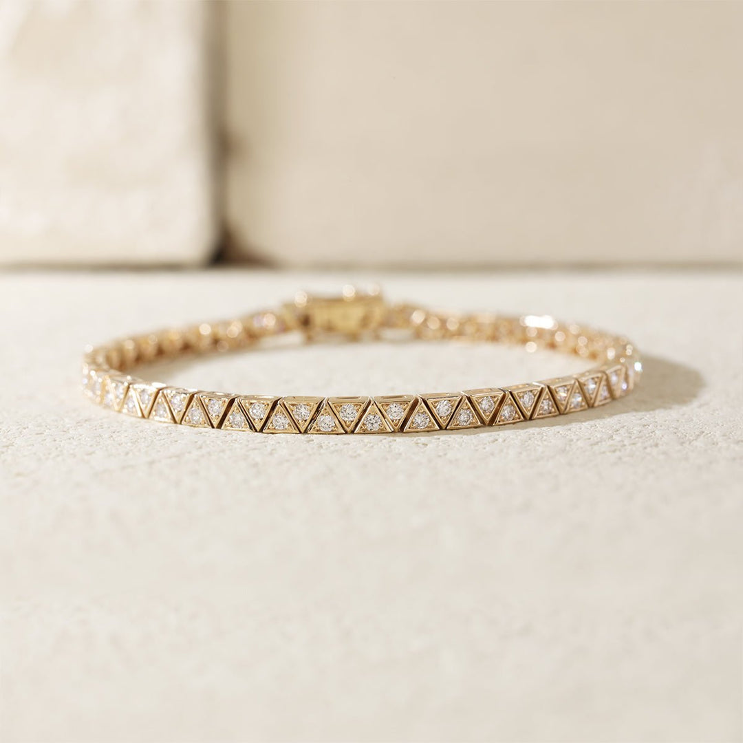 1.8mm Round Lab Diamond Three - Prong Triangle - Set Tennis Bracelet - FIORESE JEWELRY