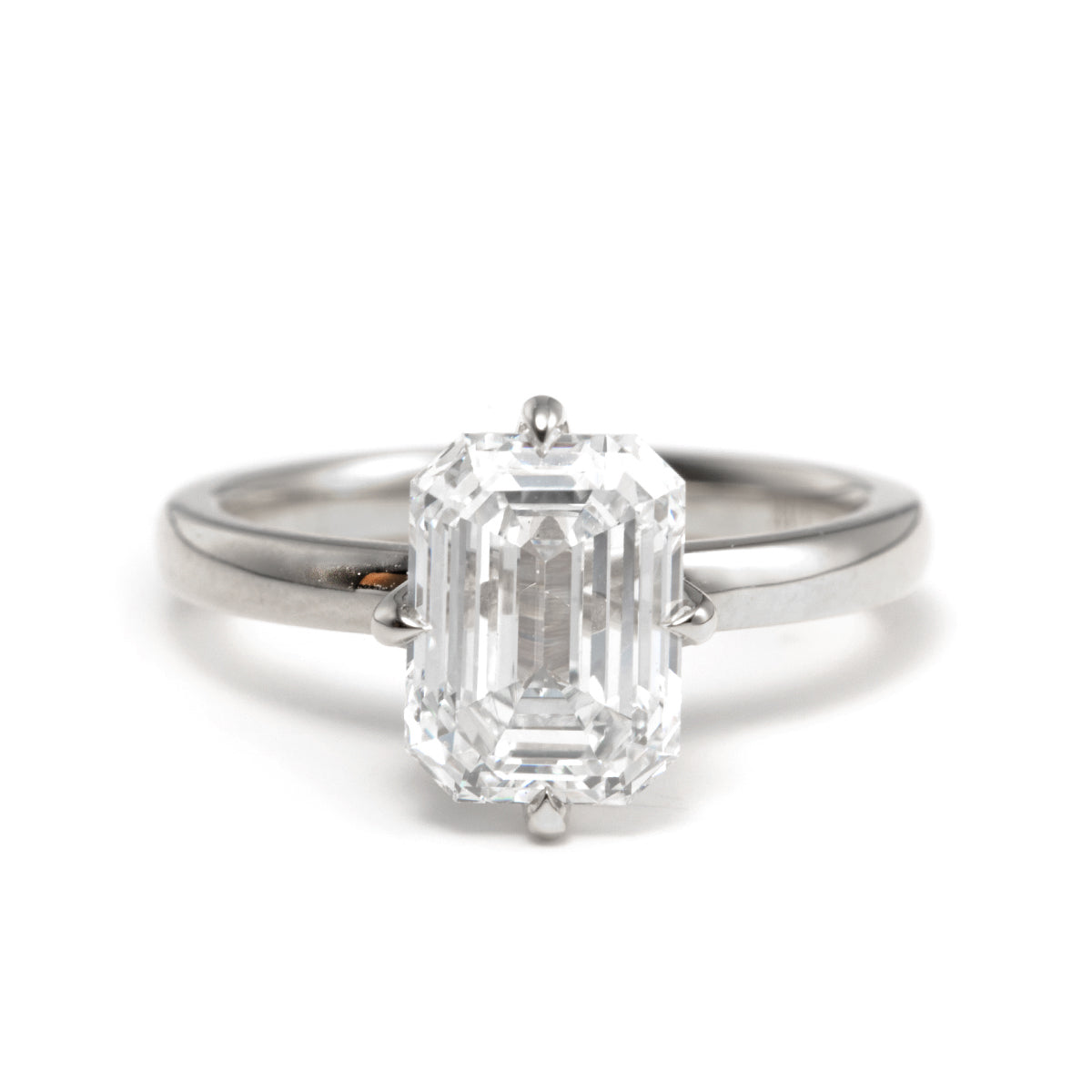 14K Yellow Gold 2 Carat Solitaire Diamond Ring with Emerald Cut Lab Diamond and Floral Prong Setting