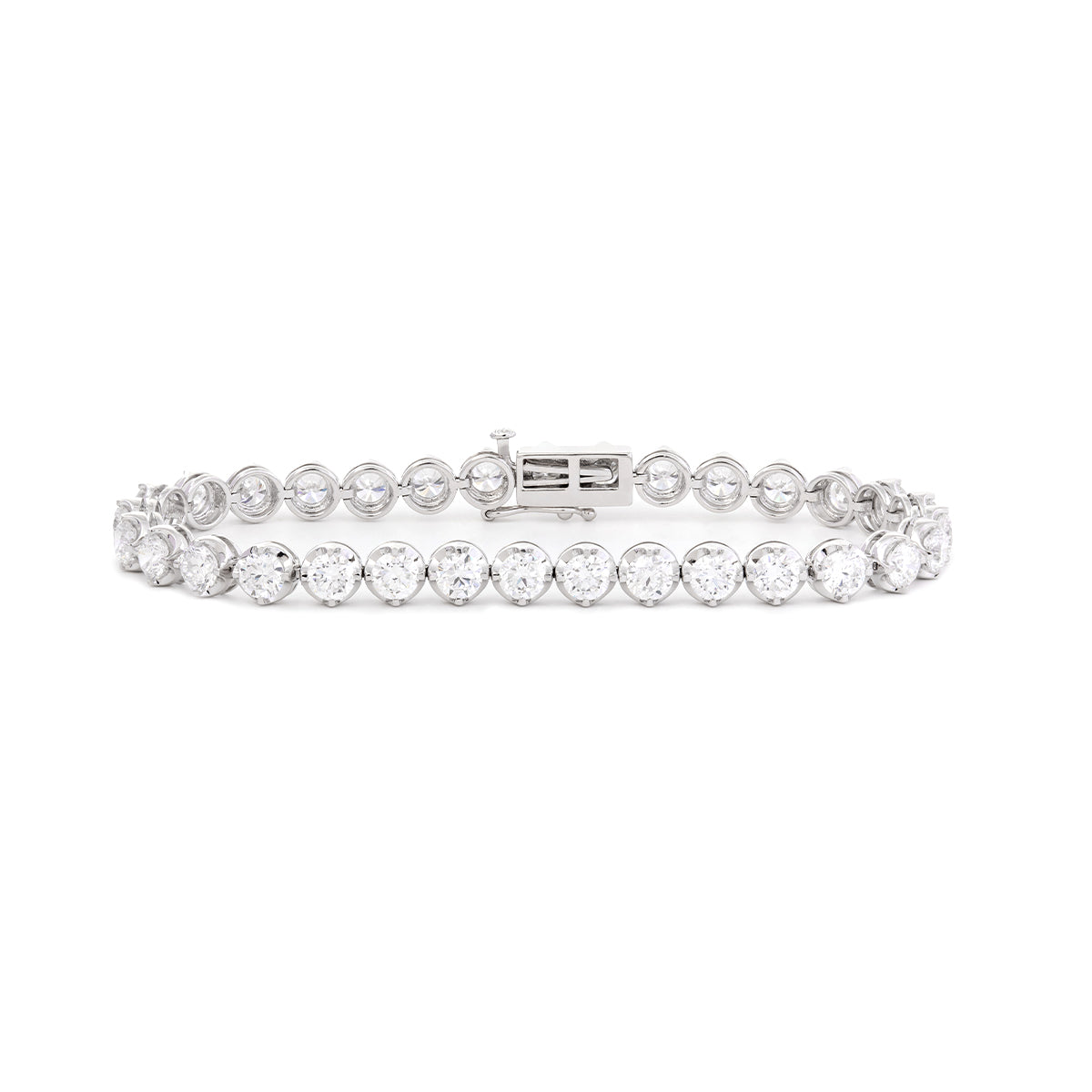 14K White Gold Round Lab Diamond Crown Setting Lab Diamond Tennis Bracelet