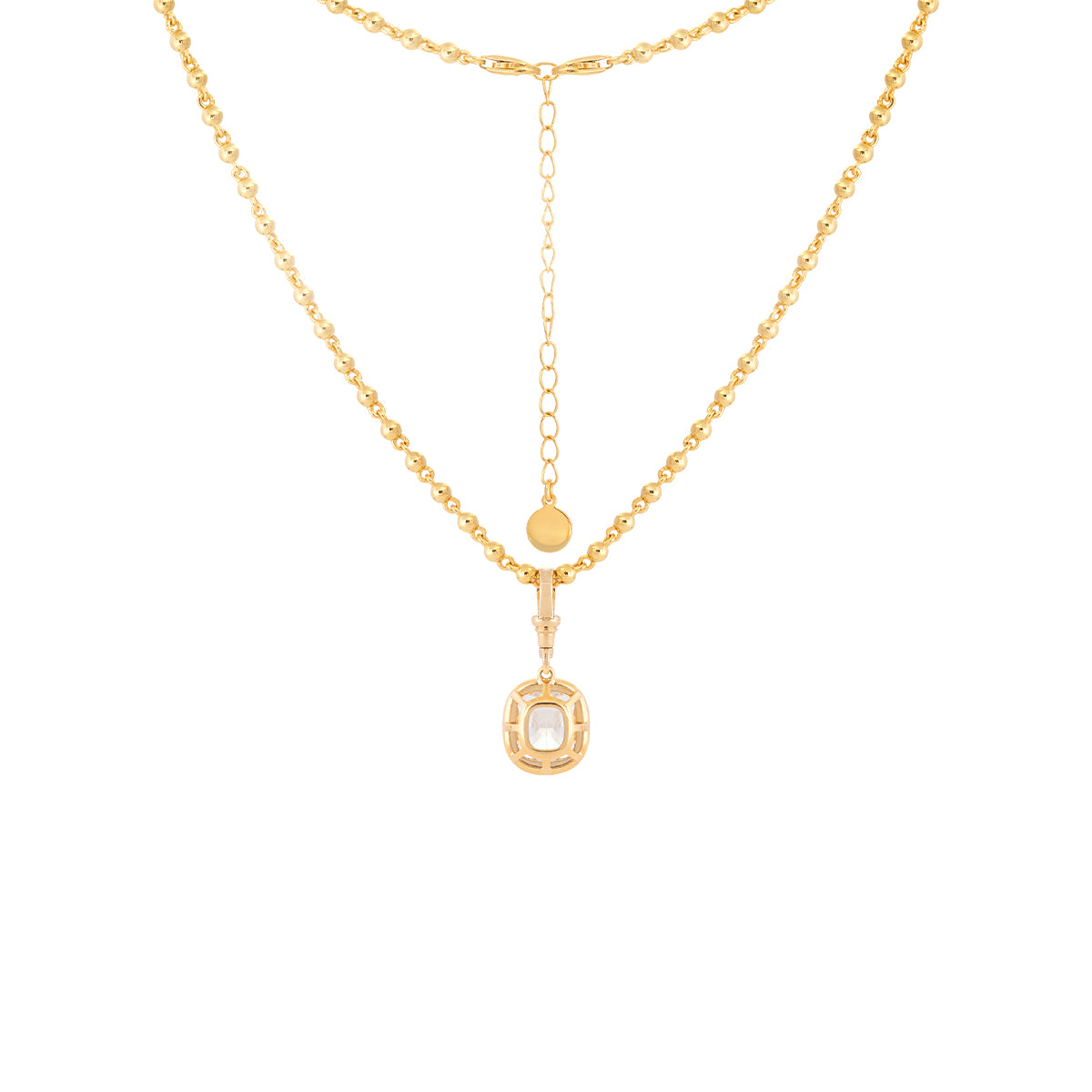 18K Yellow Gold 5ct Elongated Cushion Cut Lab Diamond Bezel Pendant Necklace with Beads Chain