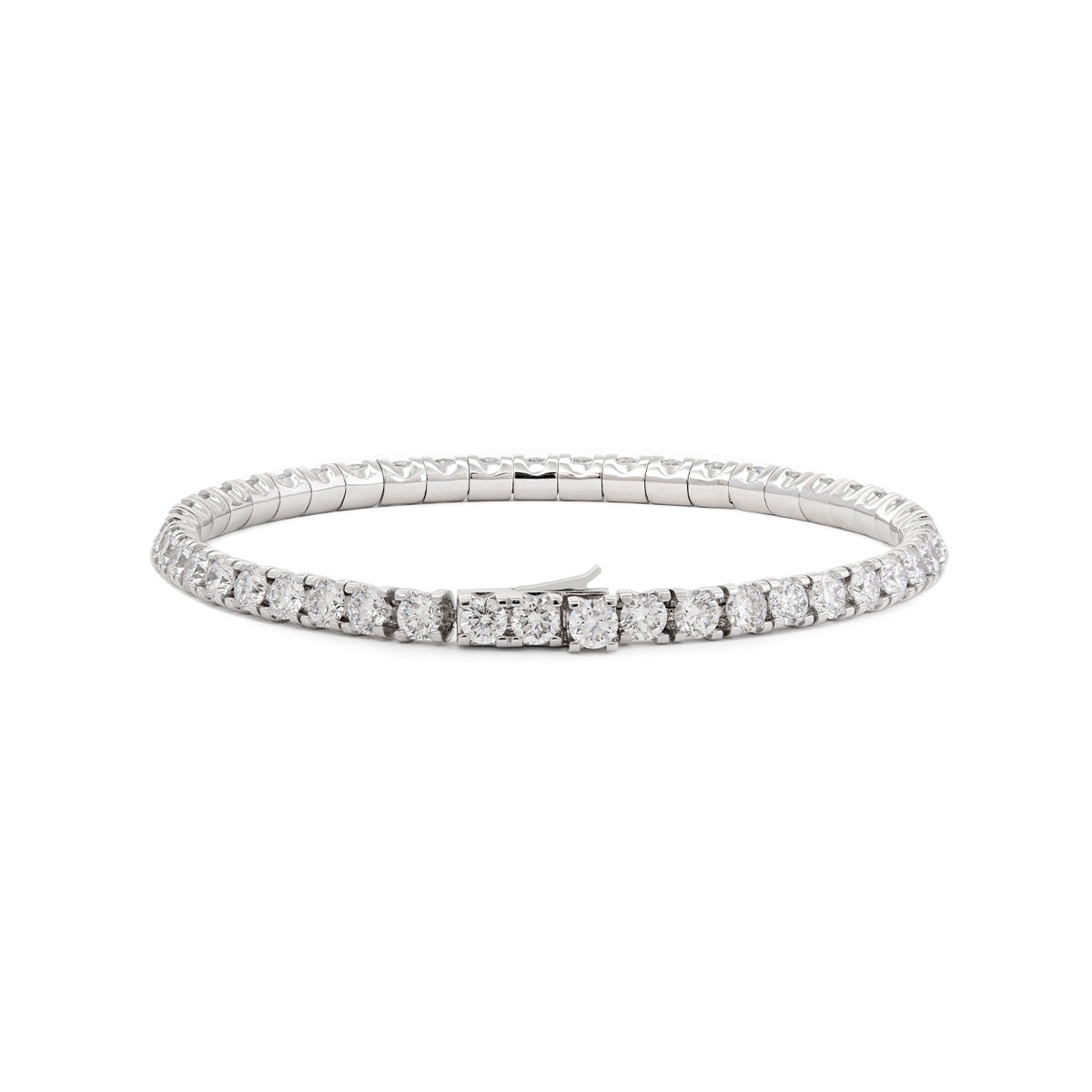 Platinum Round Lab Diamond Tennis Bracelet in A Channel-set, Fully Enclosed Back Design