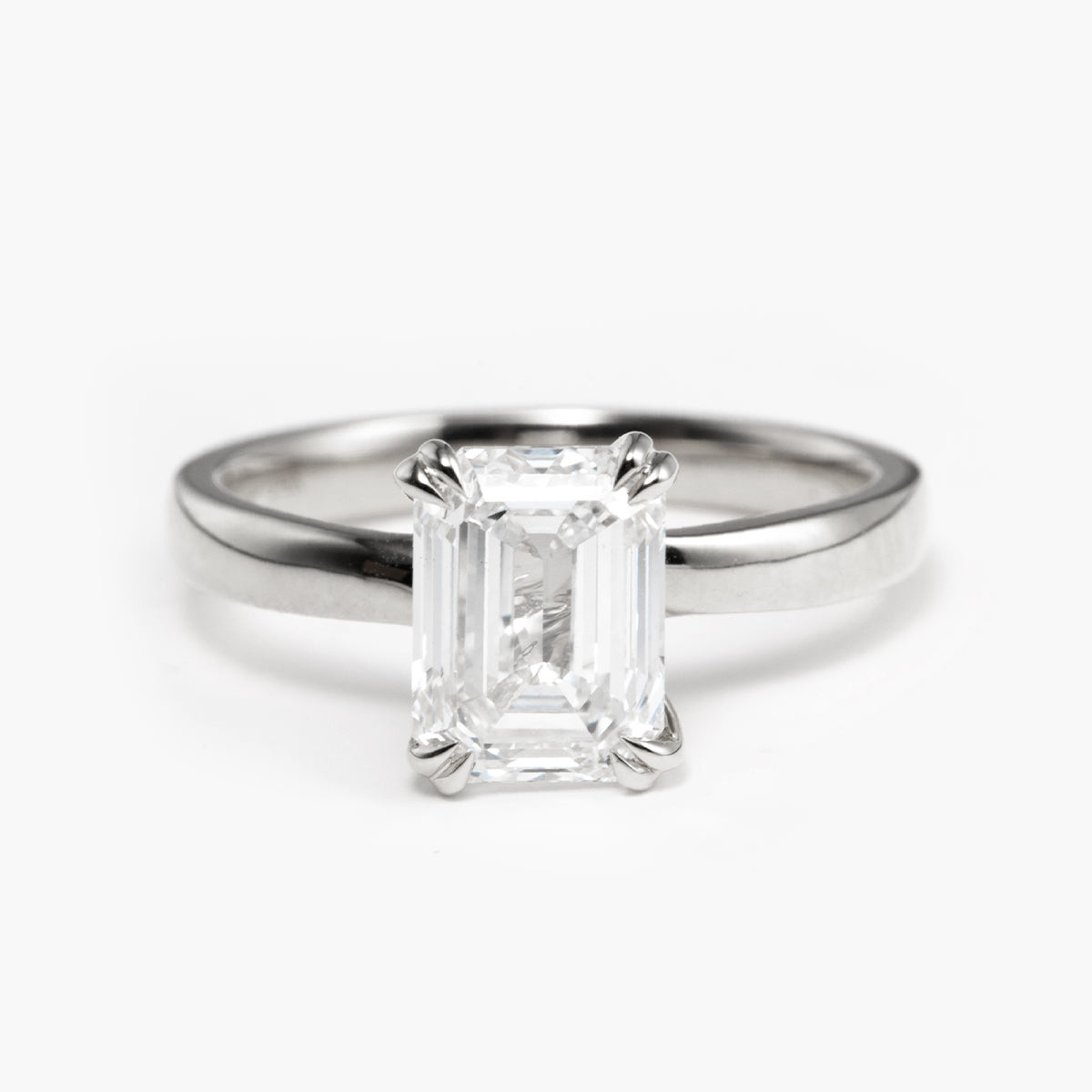 14K Yellow Gold 2.5ct Emerald Cut Lab Diamond Double Prong Solitaire Ring