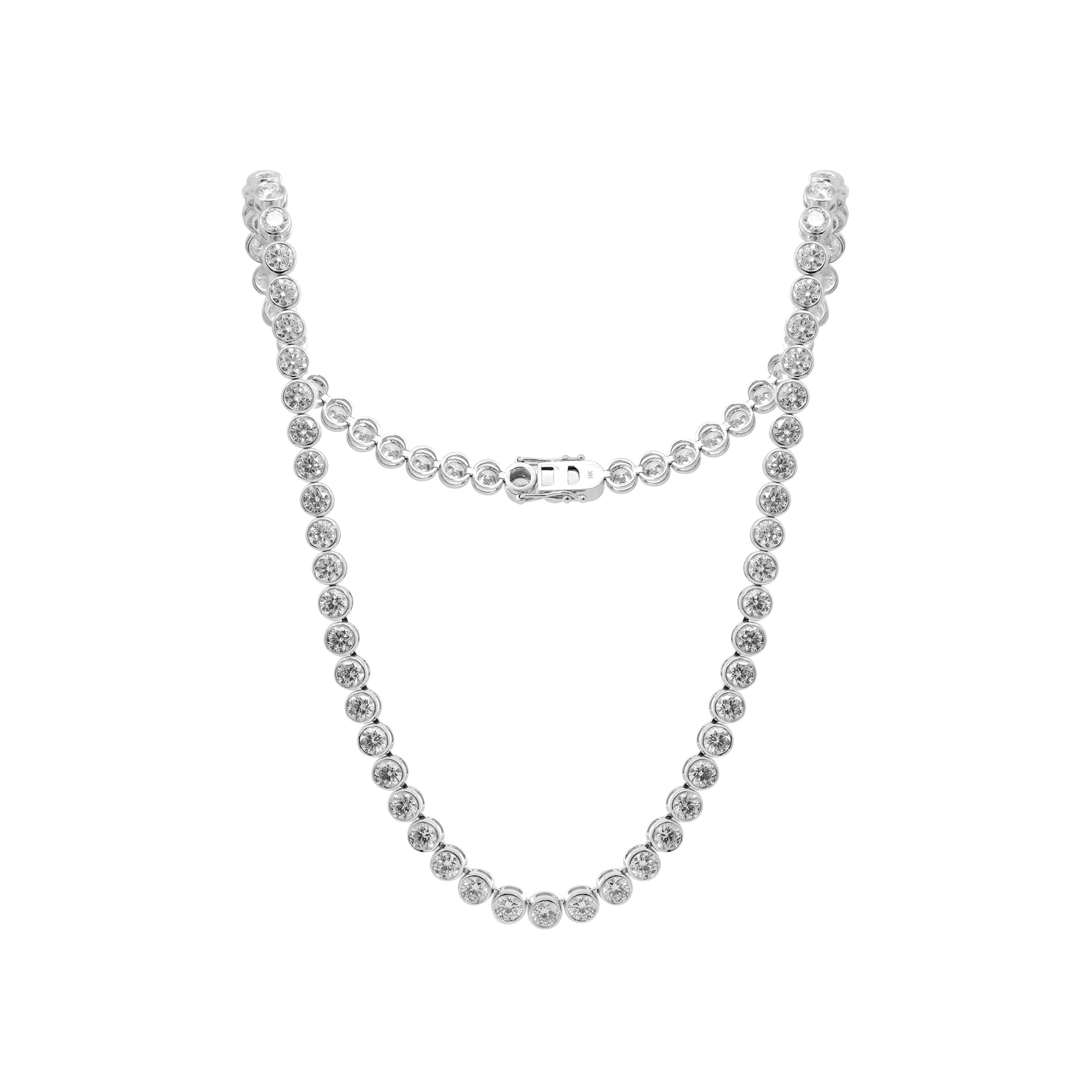 3.8mm Round Cut Lab Diamond Bezel Basket Tennis Necklace