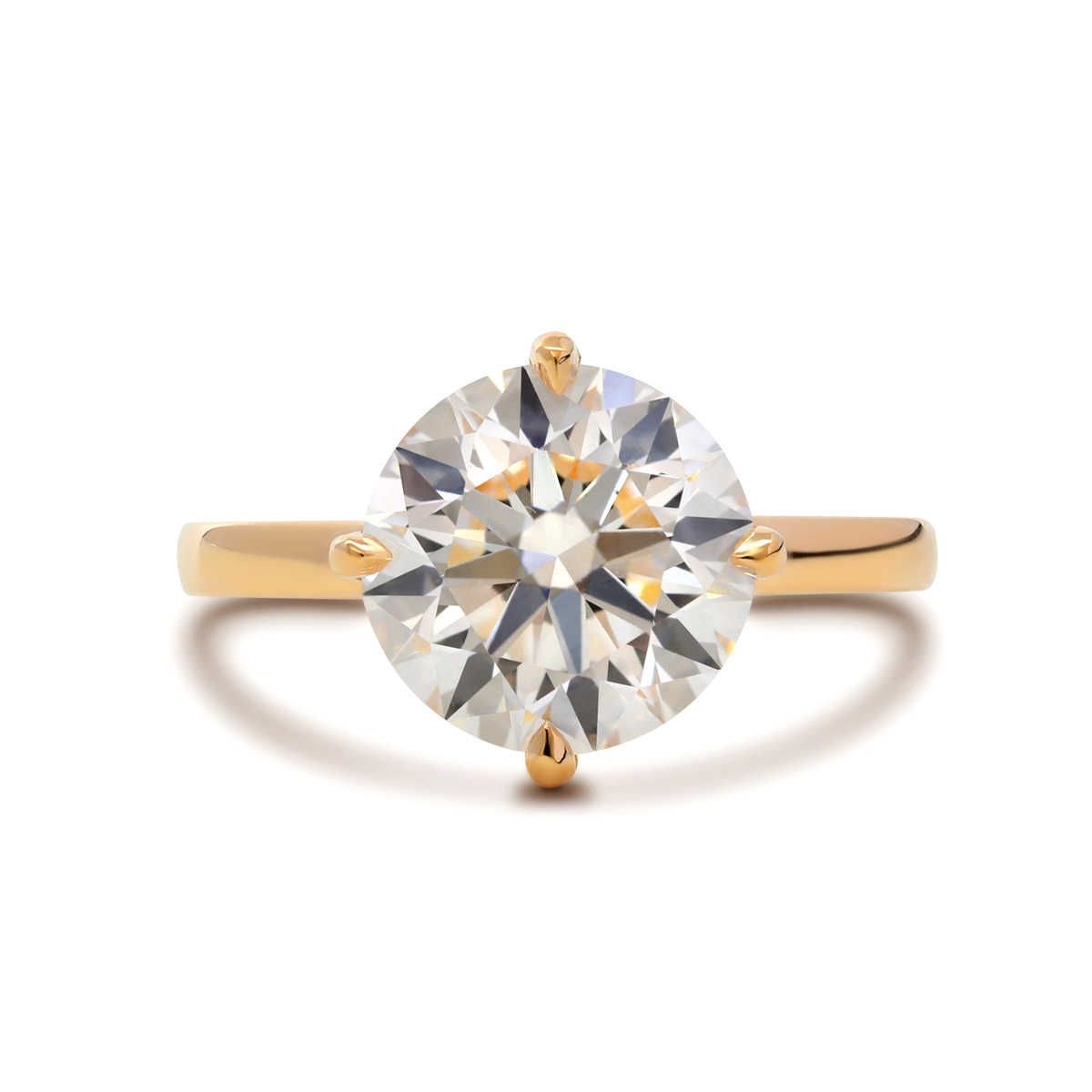 14K Yellow Gold 3ct Round Cut Diamond 4 Claw Prong Setting Solitaire Engagement Ring