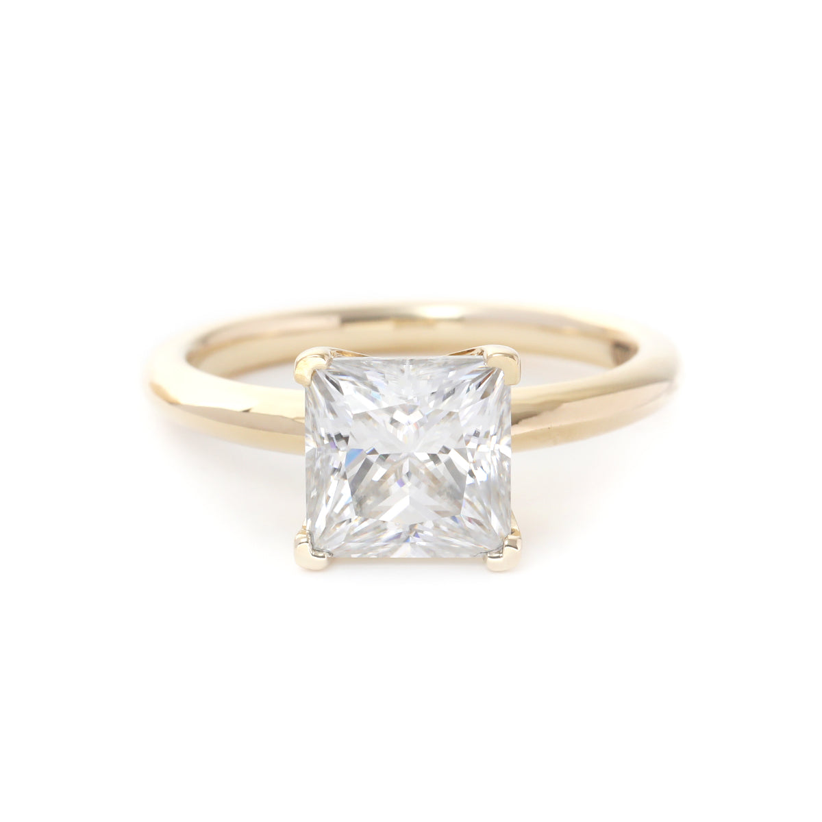 14K Yellow Gold 3ct Princess Cut Lab Diamond Solitaire Ring