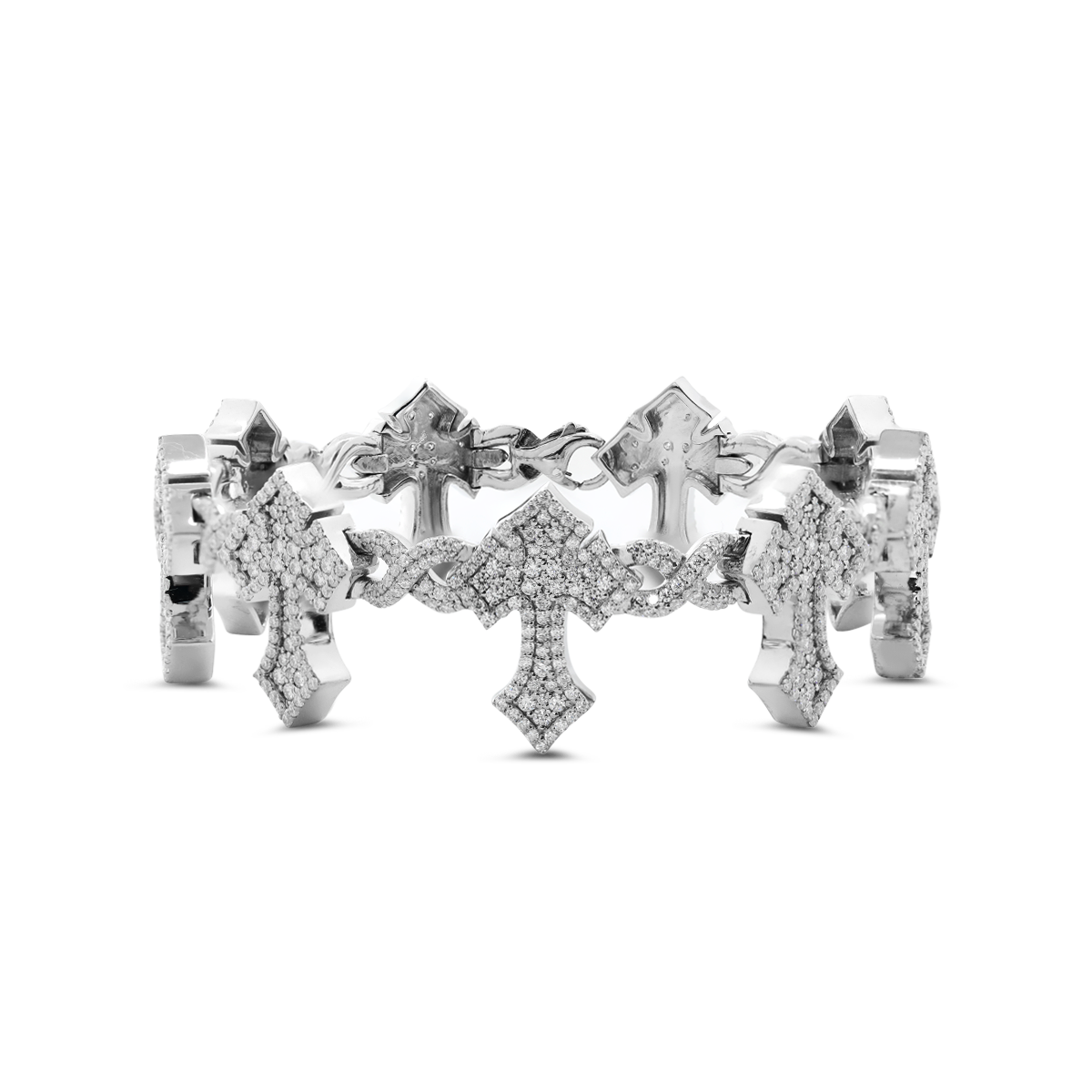 14K White Gold Knight' s Faith Pavé Lab Diamond Bracelet