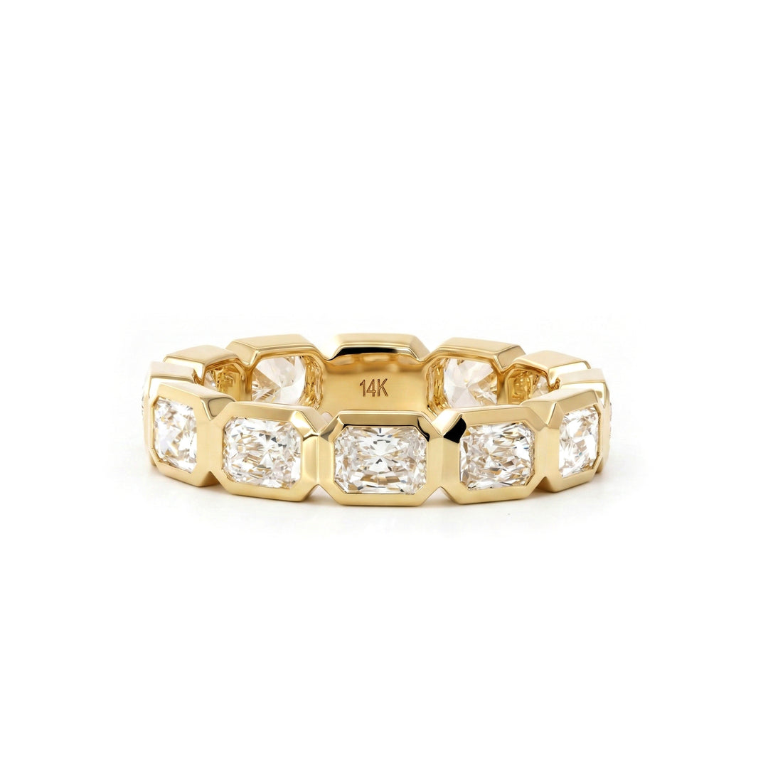 Radiant-Cut Lab Diamond East-West Bezel Eternity Band