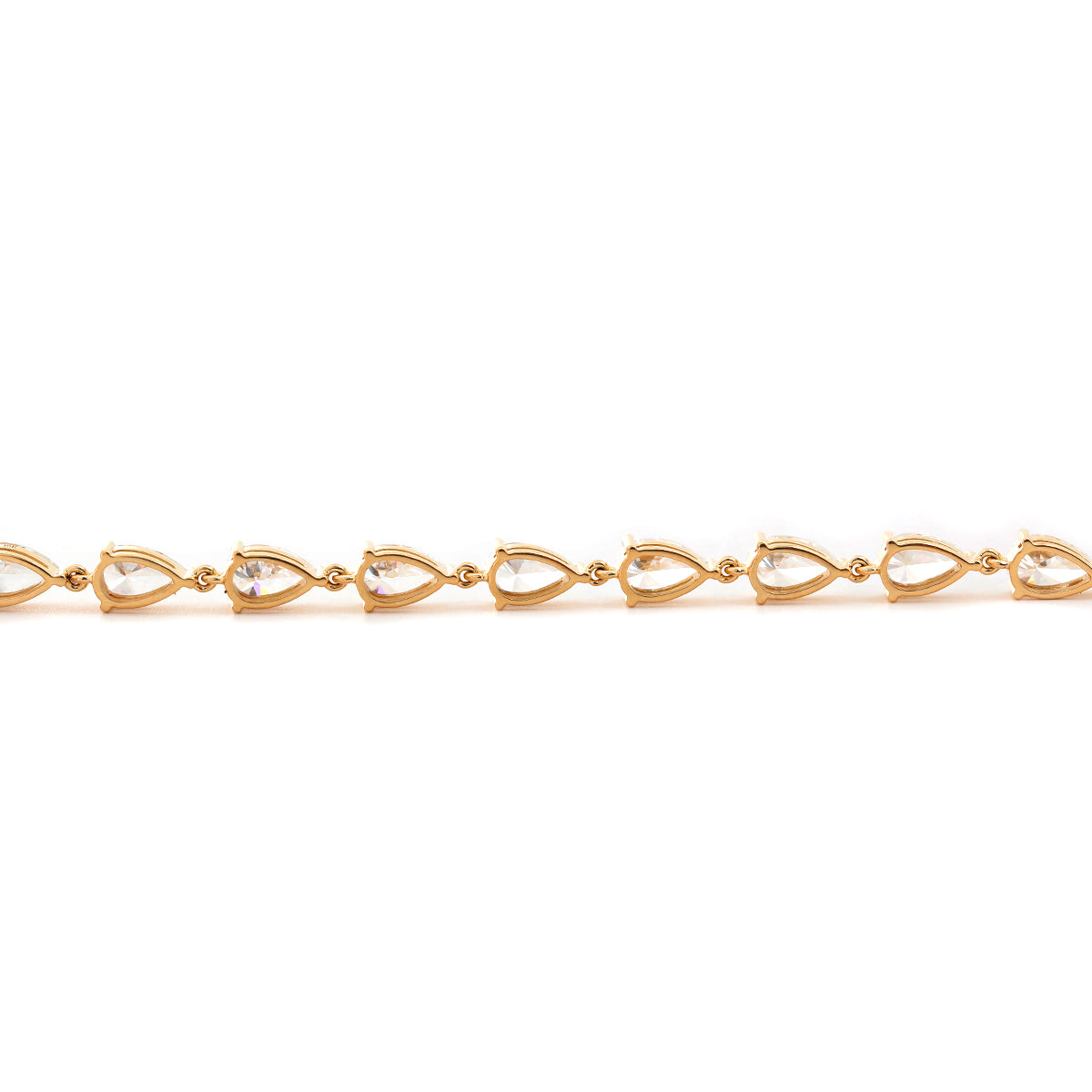 18K Yellow Gold Pear Lab Diamond 9 Stone Chain Bracelet