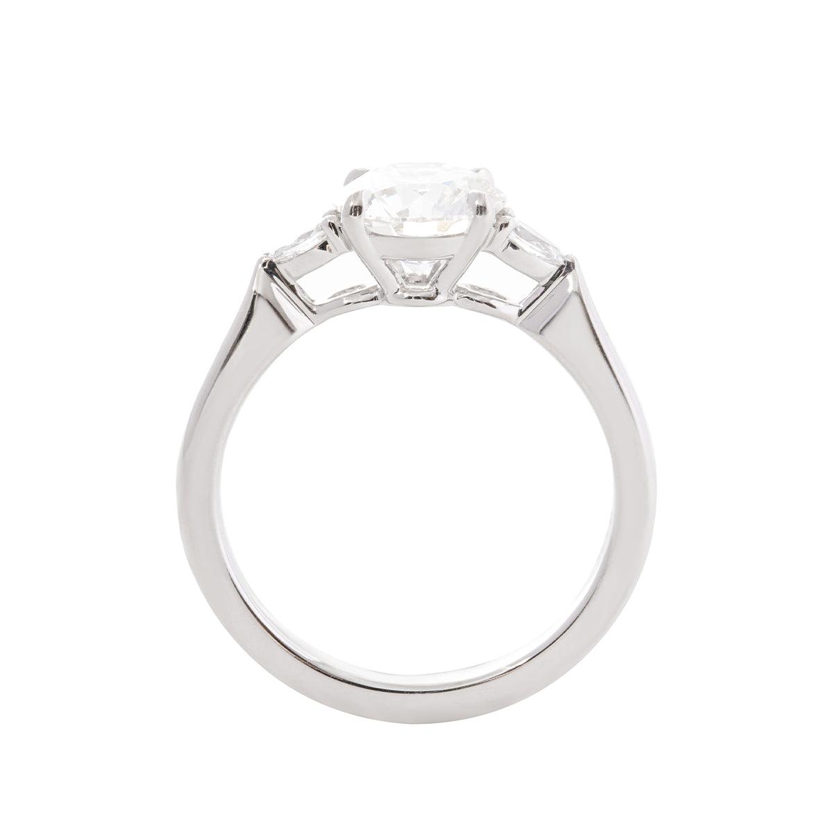 14K White Gold 1.5ct Round Cut Lab Diamond Three Stone Ring