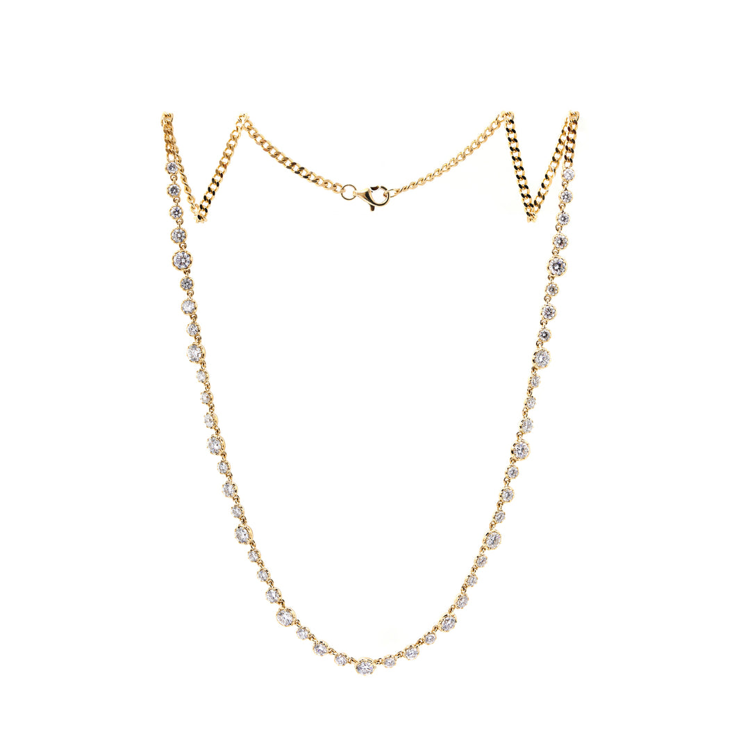Round Brilliant-Cut Lab Diamond 8-Claw Dome-Back Station Necklace with Adjustable Chain