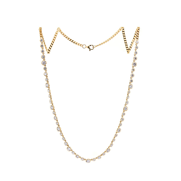 Round Brilliant-Cut Lab Diamond 8-Claw Dome-Back Station Necklace with Adjustable Chain