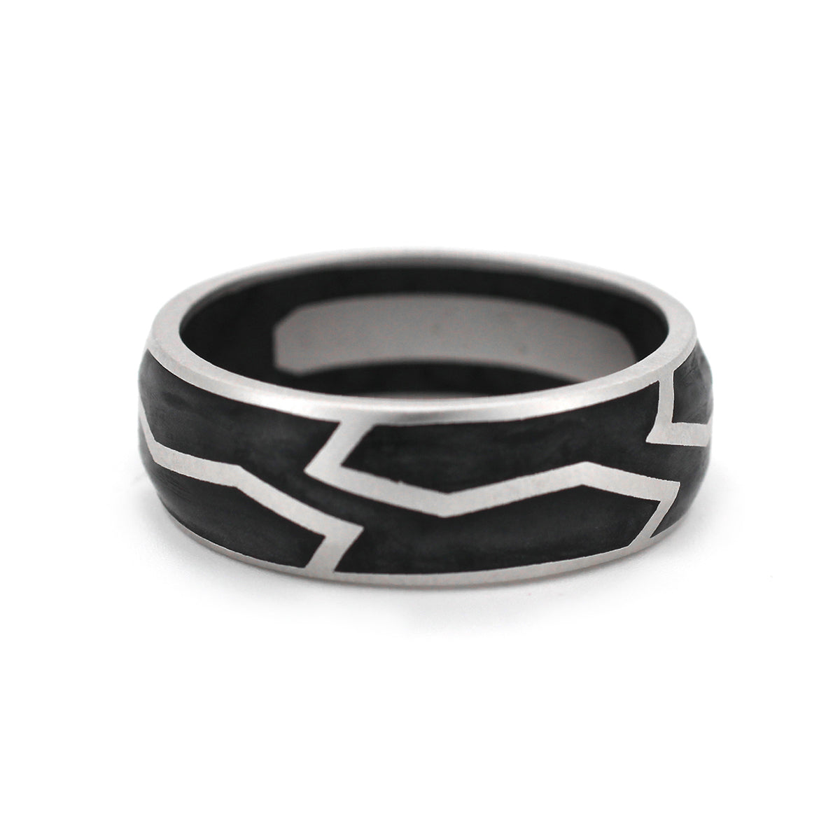 14K Gold Forged Carbon Men's Ring