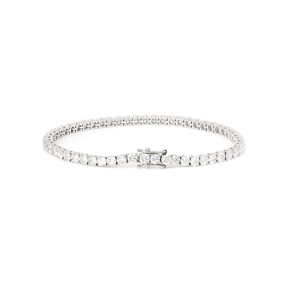 14K White Gold Round Cut Lab Diamond 4 Prong Basket Tennis Bracelet